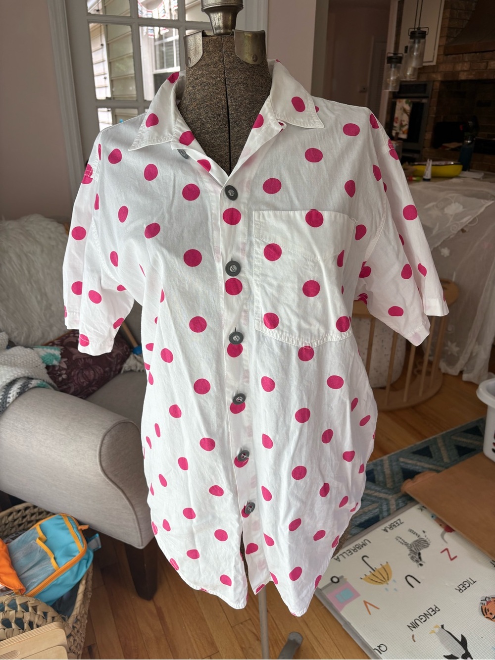 80s Liz Claiborne Liz Wear pink polka dot shirt 1980s vintage